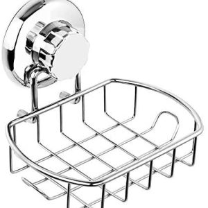 accessories Suction Soap Dish with Hooks | Powerful Vacuum Suction Cup Soap Holder | Soap Basket Sponge Holder for Bathroom & Kitchen