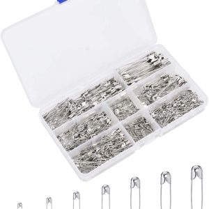460 PCS Safety Pins, Premium Safety Pins Metal Silver Sewing Pins Set Durable Assorted 7 Sizes 19mm - 54mm for Home Office Use Art Craft Sew