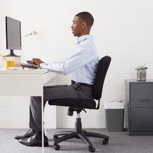 Basics Upholstered, Low-Back, Adjustable, Swivel Office Desk Chair, Black