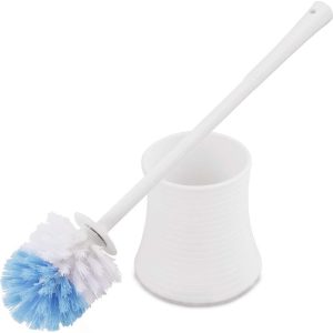 Kinsky Toilet Brush, Strong Bristles Good Grips Hideaway Compact Long Brush and Enough Heavy Base for Bathroom Toilet