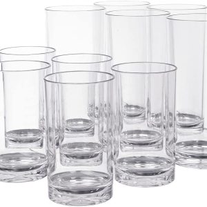 Classic 8-piece set of high quality plastic flat bottom cups | 4: 12 oz and 16 oz