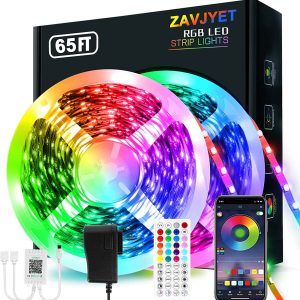 LED Strip Lights, 100ft (2 Rolls of 50ft) Rope Light Strips with 44-Key Remote, RGB 5050 Color Changing Music Sync Led Strip, Phone App Cont