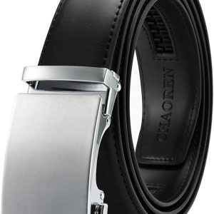 Mens Belt, Chaoren Ratchet Belt Dress with 1 3/8" Genuine Leather, Slide Belt with Easier Adjustable Buckle, Trim to Fit