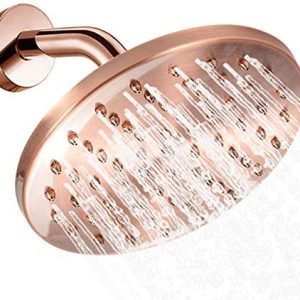 Copper Shower Head High Pressure Rain Shower Head Round Vintage Retro Bathroom Rain 8 inch Antique Red Copper Hose Top Shower Sprayer Bathro