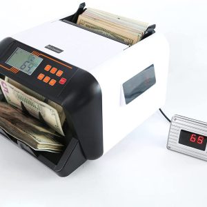 RICHALLY Money Counter Machine UV/MG/IR Counterfeit Detection Bill Counting Machine US Dollar and Euro LCD Display & External Monitor Add an