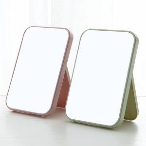 1pc Foldable Makeup Mirror Rectangular Vanity Cosmetic Mirror Square Single-sided Mirror with Stand for Girl Women