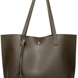 Women's Soft Faux Leather Tote Shoulder Bag from Dreubea, Big Capacity Tassel Handbag