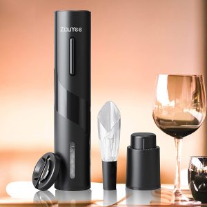 Electric Wine Opener Set, ZouYee Automatic Electric Corkscrew Wine Bottle Opener with Foil Cutter, Vacuum Stopper and Wine Aerator Pourer, C