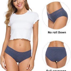Womens Underwear Cotton Panties for Women Underpants Briefs Hipster Lace Bikini Pack