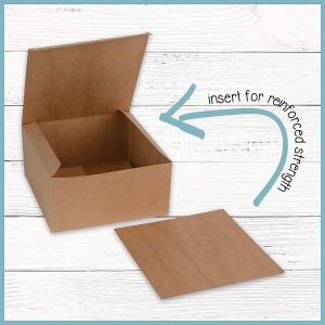 Brown kraft paper gift box with wood inserts, can be reinforced, suitable for various occasions, gift box, Cupcake box, cake box, craft box (20.32cm x 20.32cm x 10.16cm, 10 pieces)