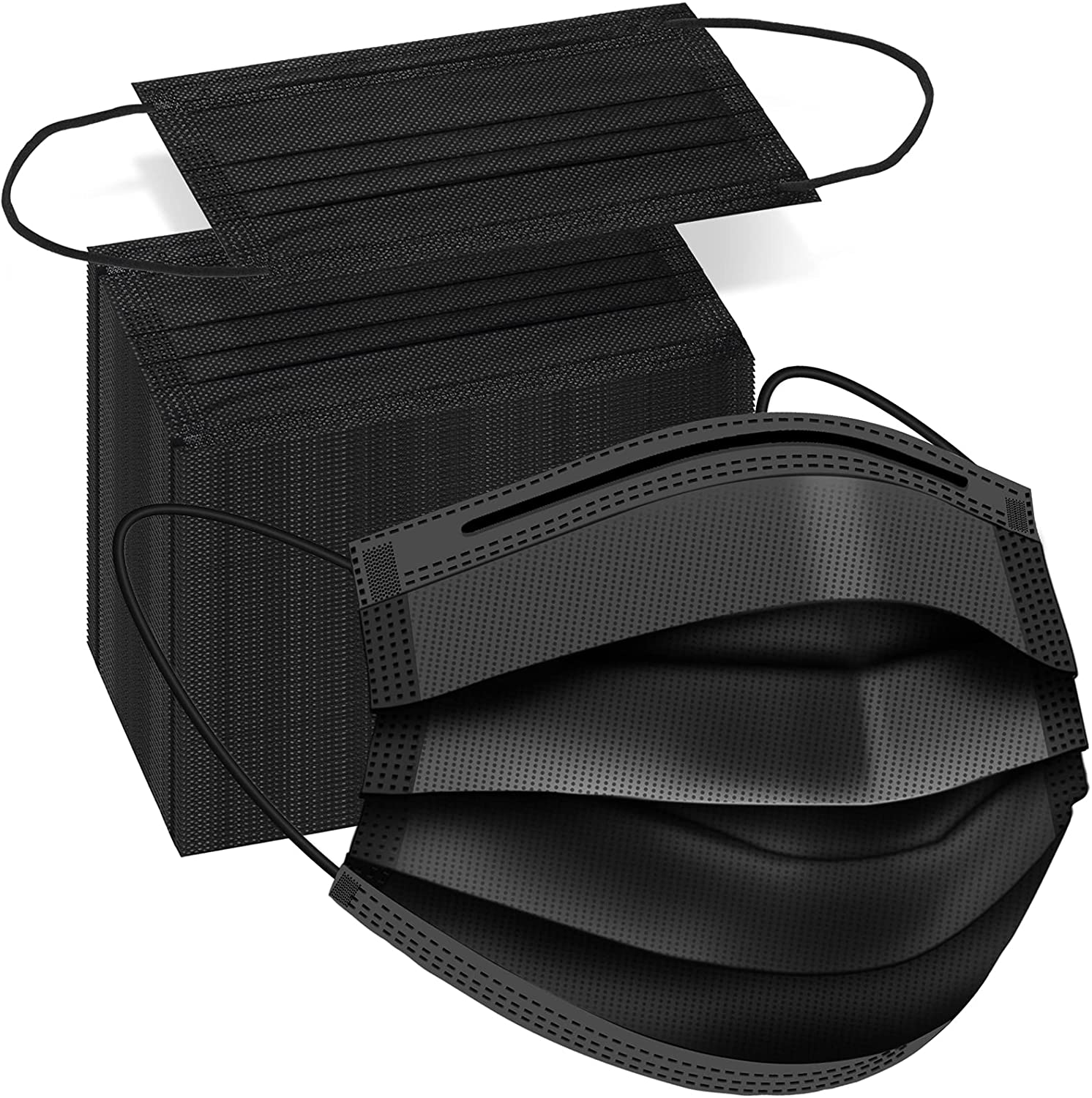 100 Pack Disposable Face Masks, 3 Layer Filter Protection Black Disposable Face Masks