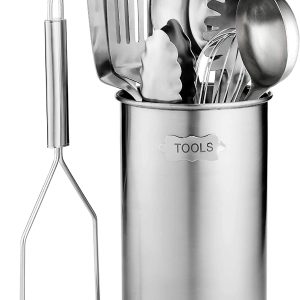 Stainless-Steel Kitchen Utensil Set - 10-piece premium Nonstick & Heat Resistant Kitchen Gadgets, Turner, Spaghetti Server, Ladle, Serving S