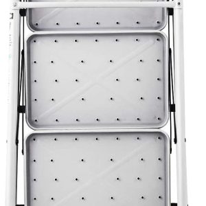 Goplus 3 Step Ladder, Folding Heavy Duty Step Stool Lightweight Steel Ladder with Handgrip and Wide Anti-Slip Platform for Kitchen Shop, 340