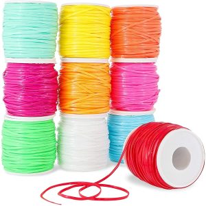 Plastic Lacing Cord, Jewelry Making Supplies, 10 Rainbow Colors (2.5 x 1mm, 50 Yards, 10-Pack)