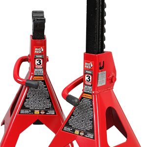 T43202 Torin Steel Jack Stands: 3 Ton (6,000 lb) Capacity, Red, 1 Pair