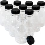 Csbd 8 oz (about 226.8 g) plastic juice bottle with tamper proof cover, 10 pack, food grade safety pet, no bisphenol A, apple, black tea, cold brewing or milk bulk container, reusable