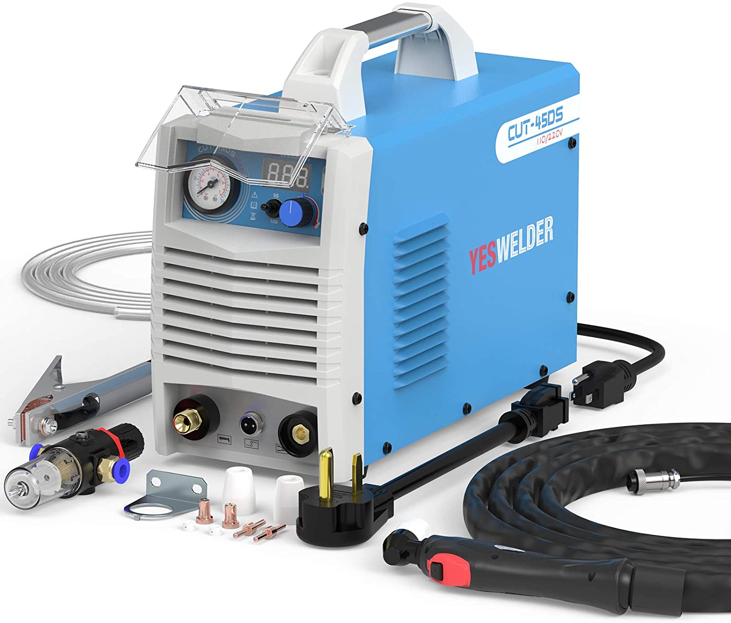 Plasma Cutter Dual Voltage 110/220V,45 Amp Non-Pilot Arc Digital Display IGBT Portable plasma cutter machine with accessories
