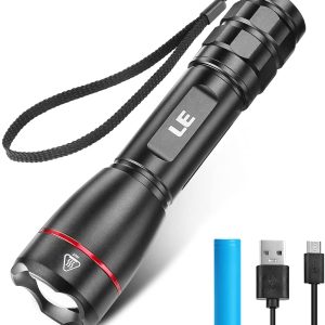 LED Rechargeable Flashlight, LP3000 High Lumens Super Bright, 1000 Lumens Zoomable Tactical Torch, IPX7 Waterproof, 5 Lighting Modes, Portab
