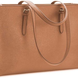Women's laptop bag waterproof light leather 15.6 inch computer handbag business office briefcase large capacity handbag single shoulder bag professional office work bag black