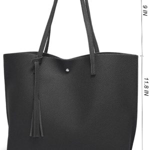 Women's Soft Faux Leather Tote Shoulder Bag from Dreubea, Big Capacity Tassel Handbag