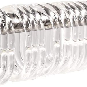 Qulable 24 pcs Shower Curtain Rings Plastic Curtain C Rings Hook Hanger Bath Drape Loop Clip Glide Bathroom Shower Window Rod (Clear)