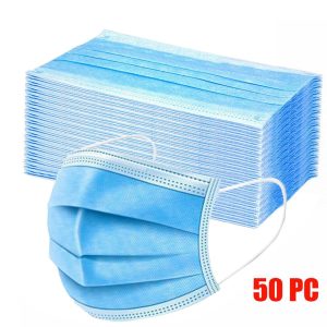 50pc Black Disposable Scarf High-quality Industrial 3ply Ear Loop Non-woven Mascarilles Desechable Повязка На Голову Face