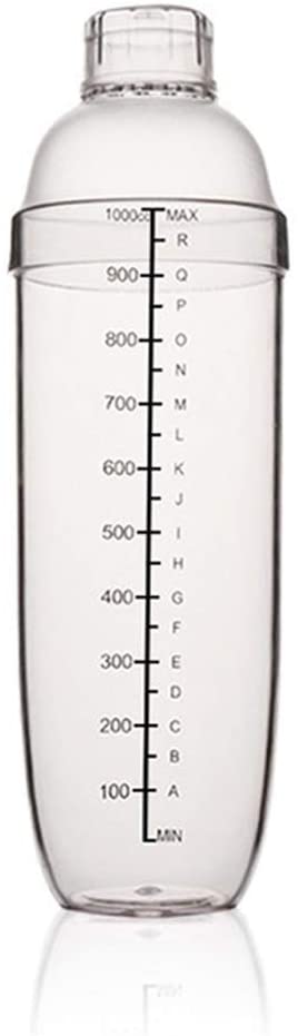 Feoowv plastic cocktail shaker, hand drink mixer, Boba tea shaker, with scale, bar tool transparent (24 oz / 700 cm3)