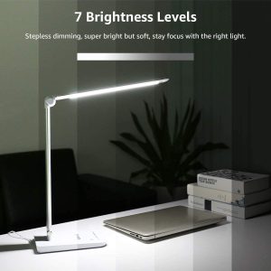 LE Dimmable LED Desk Lamp, 7-Level Brightness Adjustable, Soft Touch Dimmer, Daylight White, Eye Care Natural Light, High Intensity Office T