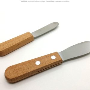 NC Stainless Steel Butter Scraped Butter Knife Cream Knife Wood Handle Butter Knife jam Knife Cheese Knife Serrated Butter Knife Red Han