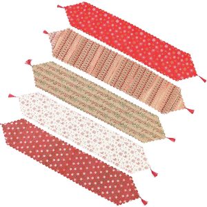 Sdlcc Christmas decorations - linen printed table flag - Table Decoration - decorations - tablecloth mat / 2 red snowflake + WHITE ELK