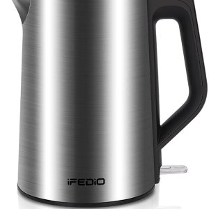 Electric Kettle Hot water kettle 1.5L Double Wall Stainless Steel Cool Touch Electric Kettle Auto Shut-off & Anti-Scald Protection