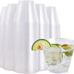 FOCUSLINE 100 Pack 9 oz Clear Plastic Cups, Disposable Cups Reusable Plastic Cups Tumblers, Heavy Duty Clear Hard Plastic Cups for Wedding,