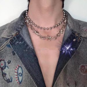 Korean Version of the Rose Compass C Letter Autumn and Winter Long Necklace Female Temperament All-match Clothes Sweater Chain Accessories Pendant