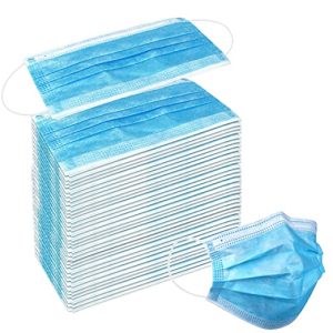 50 Pcs Disposable 3 Ply Earloop Face Masks, Suitable for Home, School, Office and Outdoors (Blue)