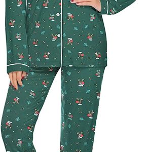 Ekouaer Pajamas Set Long Sleeve Sleepwear Womens Button Down Nightwear Soft Pj Lounge Sets XS-XXL