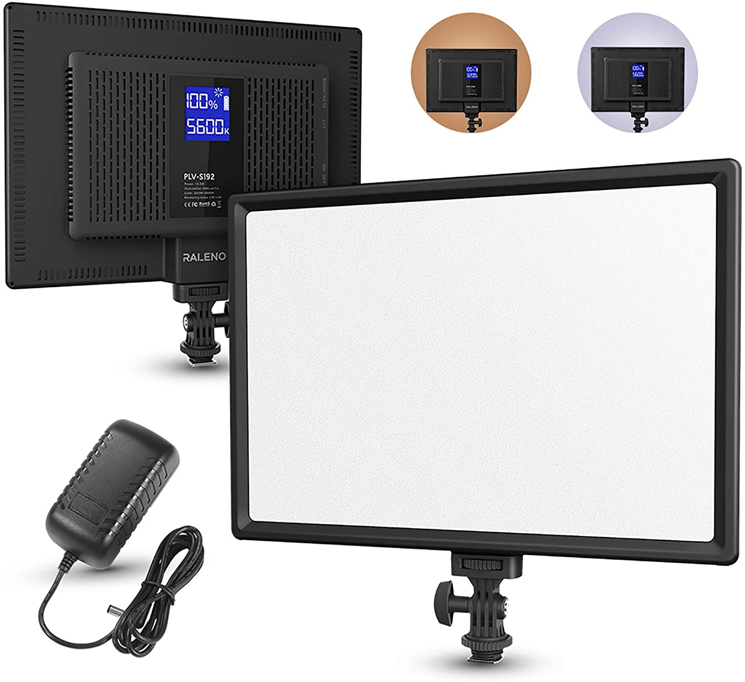 RALENO LED Video Soft Light Panel with LCD Display, for All Camera DSLR Photography, Built-in Battery, Dimmable Brightness Bicolor 3200K-560