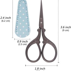 Scissors Stainless Steel Sharp 3.6 inch Scissors with Leather Scissors Cover for Sewing Crafting, Art Work, Threading, Ne