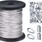 1/16 inch x 98 Feet Vinyl Coated 304 Stainless Steel Picture Hanging Wire Rope Cable with 50 Pieces Aluminum Crimping Sleeves and 10