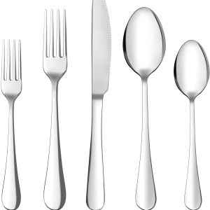20 Pieces Silverware Flatware Set, Stainless Steel Cutlery Forks Spoons Service for 4 set, Elegant Utensil Tableware Sets for Eating, Zocy S