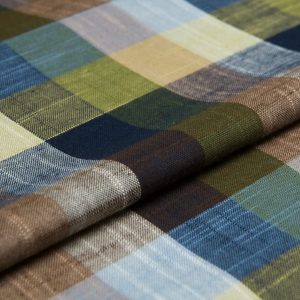Yarn-Dyed Linen Blends Polyester Plaid Fabric, Countryside Style, Checked Pattern, Brown Hue, 56.3" Width, Craft by The Yard