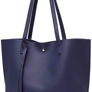 Women's Soft Faux Leather Tote Shoulder Bag from Dreubea, Big Capacity Tassel Handbag
