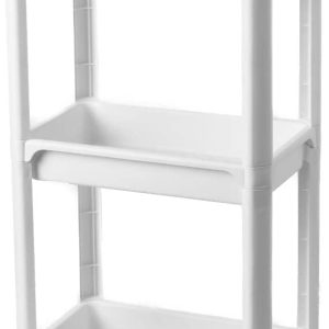 VEITSHO 3 Tier Slim Plastic Shelving Unit, Organizer Tower Rack for Kitchen Bathroom Laundry Narrow Places, Plastic Organizer