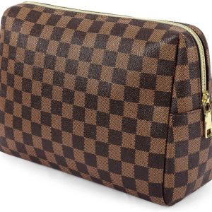 Makeup Bag,Portable Vegan Leather Large Retro Cosmetic Pouch, Toiletry Travel Organizer for Women, Lightweight Design and Waterproof Toiletr