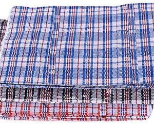 Set of 4 Extra-Large Plastic Checkered Storage Laundry Shopping Bags W. Zipper & Handles Size 23"x23"x5"