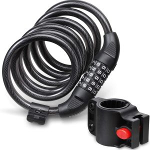 Bike Lock Cable (6 Feet), Fosmon Heavy Duty 5-Digit Self Coiling Resettable Combination Code, Bicycle Chain Flexible Steel Security Cable Lo