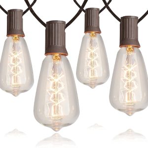 Vanthylit outdoor light string 15 foot courtyard light with LED filament bulb waterproof light retro Edison bulb for backyard courtyard tavern party garden connection
