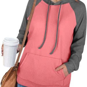 Hoodies for Women Pullover Long Sleeve Color Block Shirts with Pockets