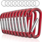 sprookber 3" Aluminum Carabiner D Ring, Caribeener??Clips, Spring Snap Hook??for Keychain Clip,??Set of 10