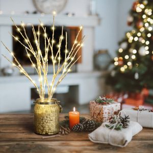 Hypestar 70LED Lighted Branches, Battery Operated Lighted Tree Branches with Timer Function, Decorative Twig Lights for Christmas, Holiday,