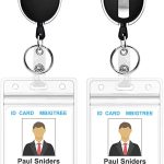 2 Pack Heavy Duty Retractable Badge Holders with Carabiner Reel Clip and Vertical Style Clear ID Card Holders, 24 inches Thick Pull Cord